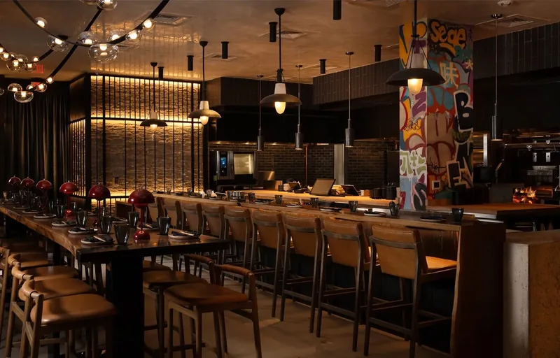 Venetian plaster ceilings and walls at Shiso concept restaurant, Miami